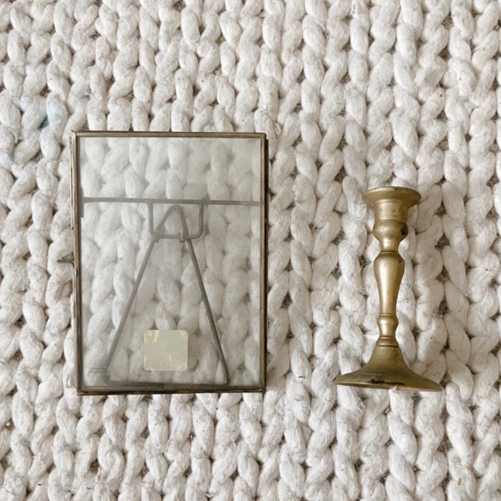 Anthropologie bundle — frame + brass candle stick